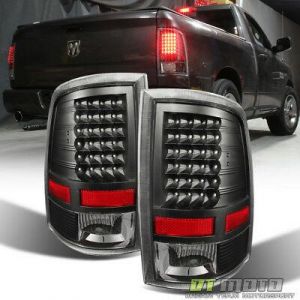 2009-2018 Dodge Ram 1500 2500 3500 Pickup LED Tail Lights Black Lamps Left+Right