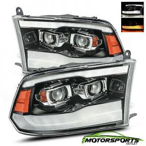 Fit 2009-2018 Dodge Ram1500/2500/3500 Polished Black DRL Projector Headlights