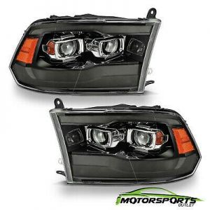For 2009-2018 Dodge Ram Smoke Black Switchback Projector Headlights w/ LED DRL