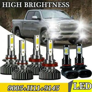 For 2016 2017 2018 Dodge RAM 1500 2500 3500 Led Headlight Hi/Lo+Fog light Bulbs