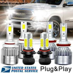 For 2016-2018 Dodge RAM 1500 2500 3500 Led Headlight Hi/Lo+Fog light Combo Bulbs