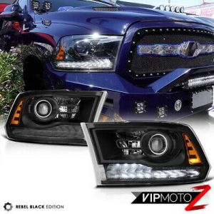 [VIP Exclusive]Rebel Black 13-18 Dodge Ram 1500-3500 LED DRL Projector Headlight
