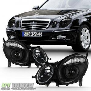 Black 2003-2006 Mercedes Benz W211 E-Class Headlights [Halogen Model] Headlamps