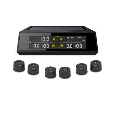 shopping  ציוד ואבזרי הרכב  Car TPMS Tyre Pressure System Solar Power LCD Display+ 6 External Sensors