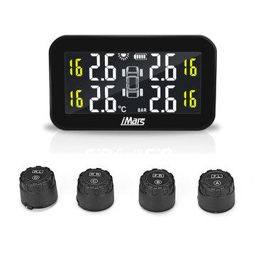 shopping  ציוד ואבזרי הרכב  iMars T270 TPMS Solar Power Tire Pressure Monitor System Large Screen LCD Display Tester Wireless with 4 External Sensors Universa