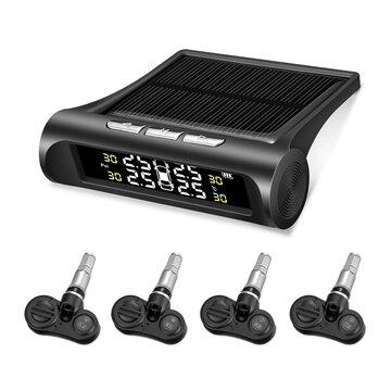 shopping  ציוד ואבזרי הרכב  Car TPMS Tyre Pressure Monitor System Solar Power LCD Display+ 4 Internal Sensors