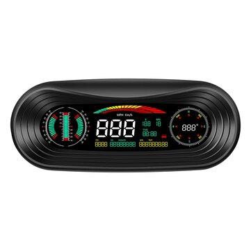 shopping  ציוד ואבזרי הרכב  5.2 Inch HUD GPS Head Up Display LCD Digital Gauge Compass Tilt Slope Meter Voltage Coolant Oil Speed