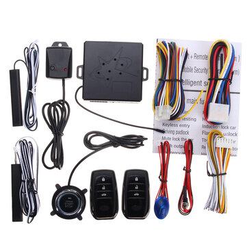 shopping  ציוד ואבזרי הרכב  Car PKE Keyless Entry System Engine Push Start Button Vibration Alarm Remote Start Door Detect