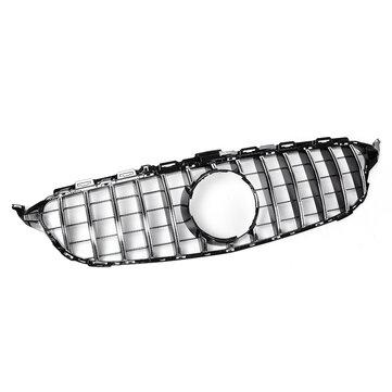 shopping  ציוד ואבזרי הרכב  GTR Upper Grille Grey For Mercedes Benz w205 AMG Look C200 C250 C300 C350 Silver 2015-2018