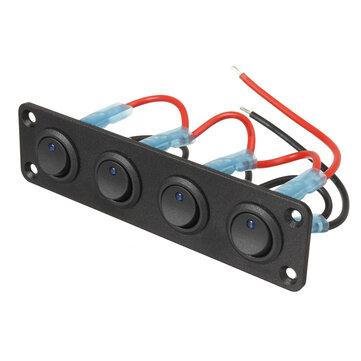shopping  ציוד ואבזרי הרכב  12V 1~4 Gang Toggle Switch Panel Mini Rocker Switch ON-OFF SPST Blue LED for RV Truck Ship