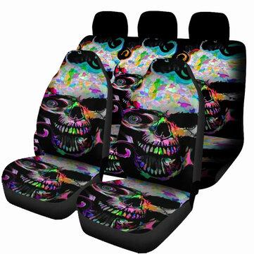 shopping  ציוד ואבזרי הרכב  1/7PCS Universal Car Seat Covers Skull Design Front & Rear Seat Full Cover