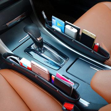 shopping  ציוד ואבזרי הרכב  2Pcs PU Leather Car Seat Crevice Storage Gap Filler Pocket Catch Catcher Box Caddy