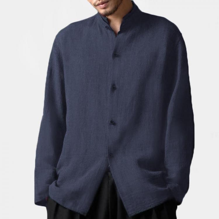 shopping בגדי גברים INCERUN Mens Vintage Cotton Stand Collar Long Sleeve Casual Shirts