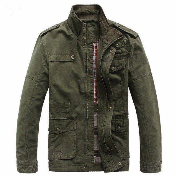 shopping בגדי גברים Big Size Men Outdoor Cotton Blend Multi Pockets Zipper Cargo Coat Jacket Outwear