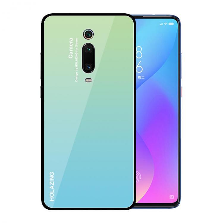 shopping כיסויים לטלפון Bakeey Gradient Color Tempered Glass + Soft TPU Back Cover Protective Case for Xiaomi Mi 9T / Xiaomi Mi9T Pro / Xiaomi Redmi K20 /