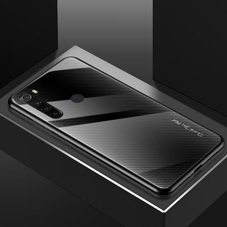 shopping כיסויים לטלפון Bakeey Carbon Fiber Gradient Color Tempered Glass Protective Case for Xiaomi Redmi Note 8