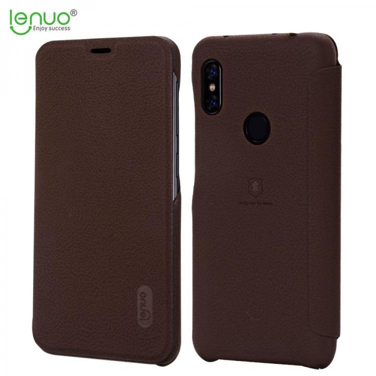 shopping כיסויים לטלפון LENUO Filp Card Holder Soft Leather PU+PC Full Body Protective Case For Xiaomi Redmi Note 6 Pro