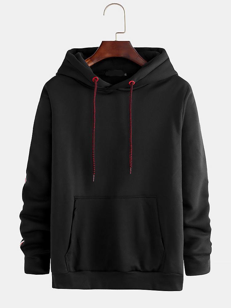 shopping חולצות וסוודרים Men's New Casual Fashion Hooded Fashion Line Stitching Sweatshirt