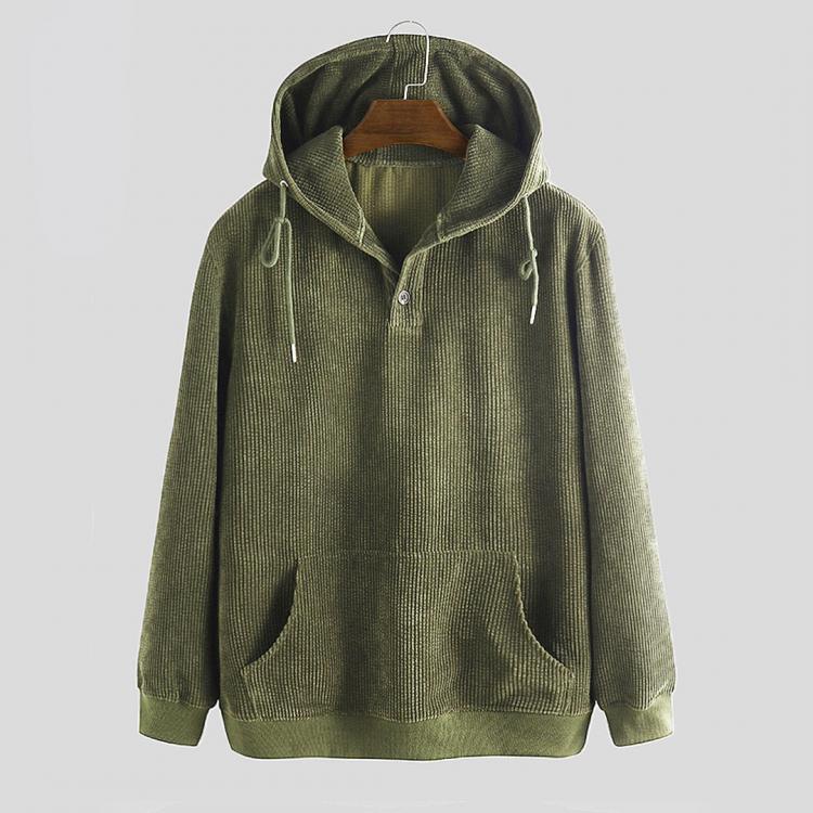 shopping חולצות וסוודרים Corduroy Kangaroo Pocket Drawstring Hooded Sweatshirt