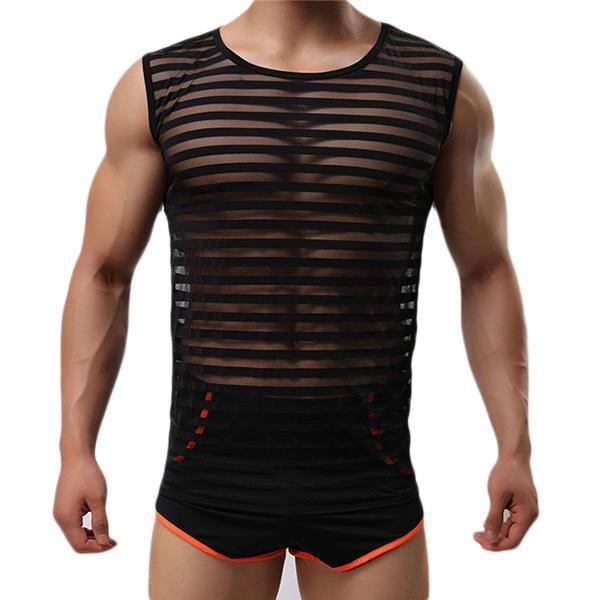 shopping חולצות וסוודרים Fashion Casual Mens Sports Breathable Bodybuilding Sleeveless  Fitness Vest Low Slits Tank Tops