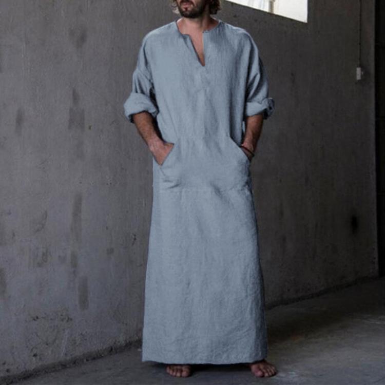 shopping חולצות וסוודרים INCERUN Vintage Loose Comfy Cotton Kaftan Tops Plue Size Long Robe Loungewear Tunics for Men