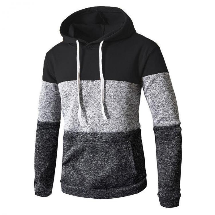 shopping חולצות וסוודרים Mens Casual Hooded Drawstring Sweatshirt Long Sleeve Patchwork Hoodies