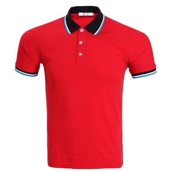 shopping חולצות וסוודרים Mens Fashion Casual Contrast Color Collar Tees Turn-down Short Sleeve Golf Shirt 7 Colors