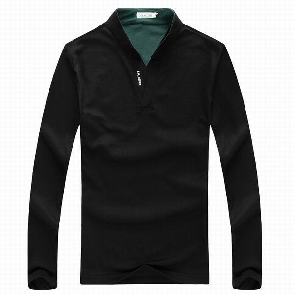 shopping חולצות וסוודרים 6 Colors Mens Sports Solid Color Long Sleeved Golf Shirt Casual Stand Collar Tops