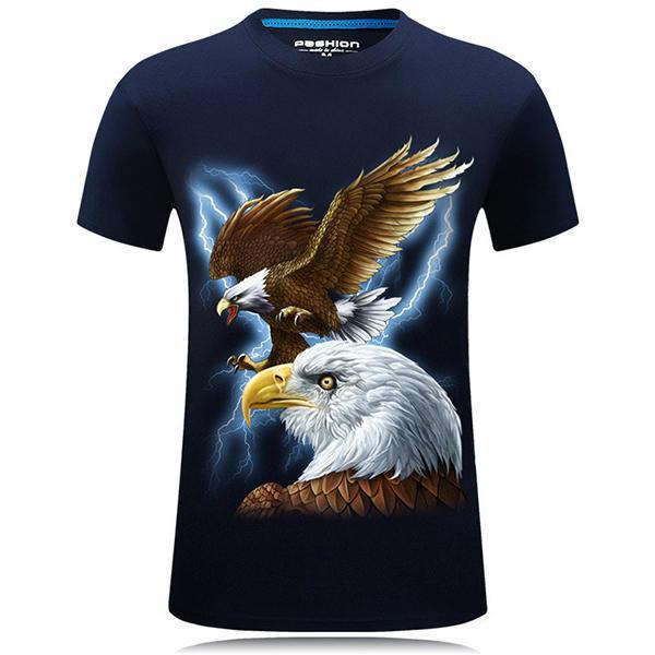 shopping חולצות וסוודרים Plus Size S-4XL Fashion 3D Eagle Printed O-neck T-shirt Men's Casual Short Sleeve Tops Tees