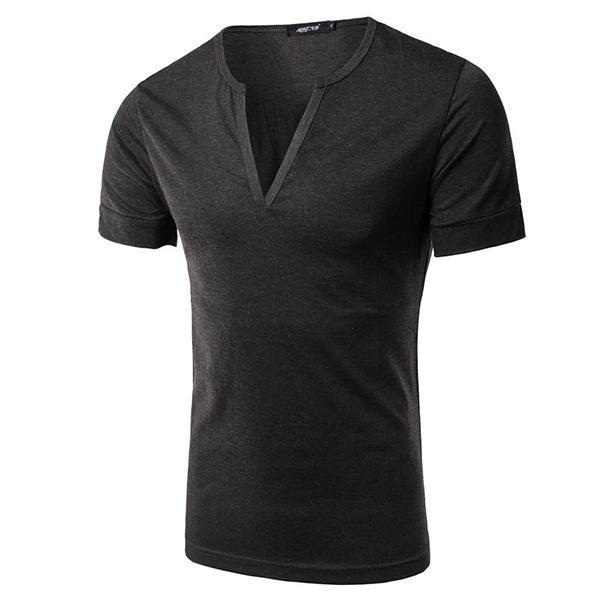 shopping חולצות וסוודרים Men's Fashion Sexy Deep V-Collar T-shirts Casual Slim Pure Color Short Sleeve Tees