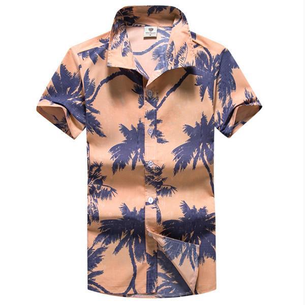 shopping חולצות וסוודרים Mens Hawaiian Style 3D Coconut Printing Summer Turn Down Collar Beach Casual Shirts