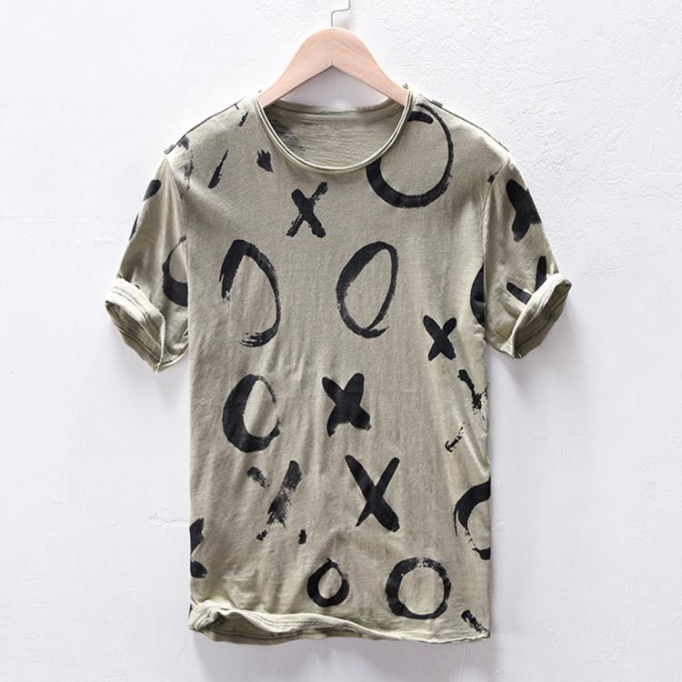 shopping חולצות וסוודרים Men XO Print Graffiti Short Sleeve Relaxed T-Shirts