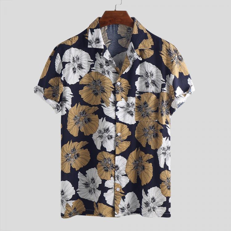 shopping חולצות וסוודרים ChArmkpR Men Floral Printed Hawaiian Vacation Shirts