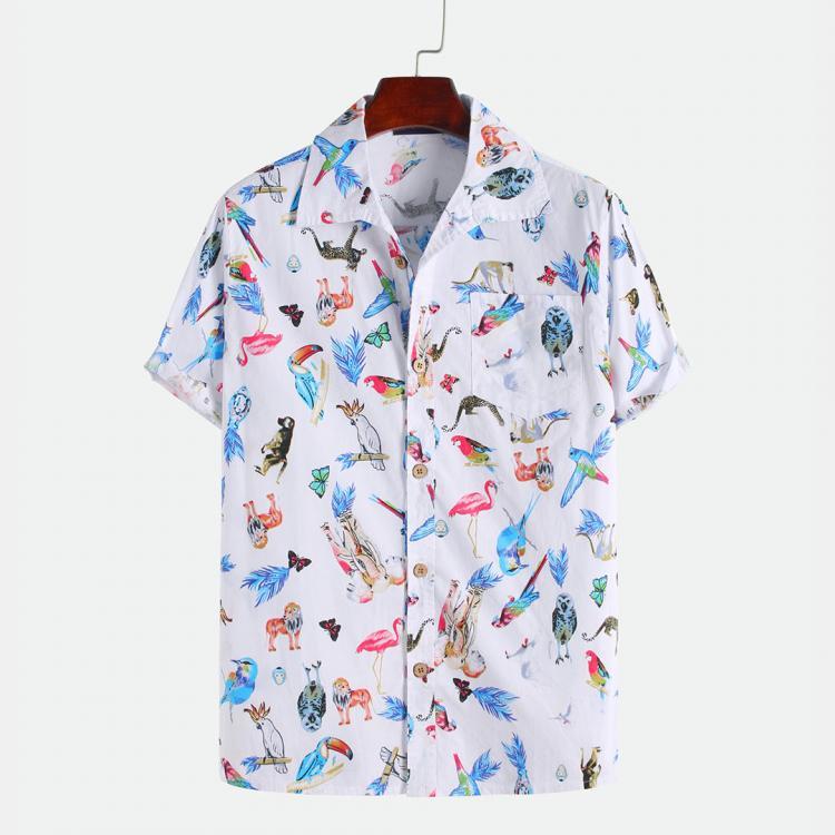 shopping חולצות וסוודרים Mens Funny Animals Cartoon Printed Causal Loose Short Sleeve Shirts