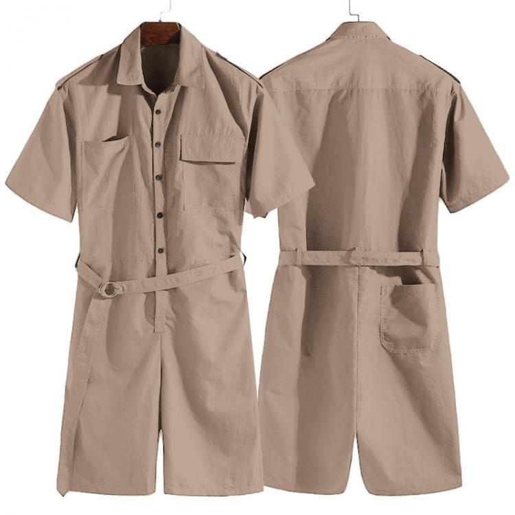 shopping חולצות וסוודרים Mens Military Style Pockets Workwear Rompers Belt Loose Overalls Jumpsuit