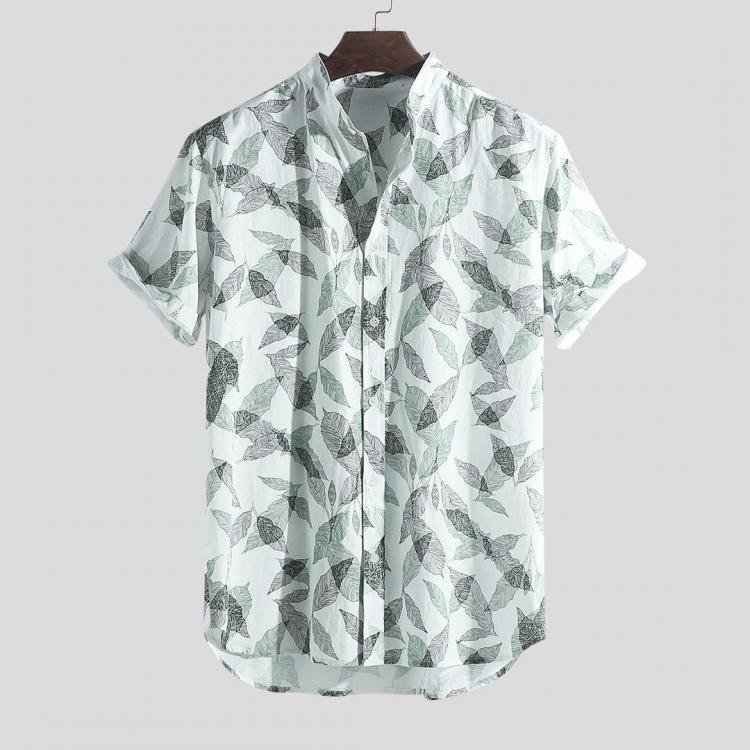 shopping חולצות וסוודרים ChArmkpR Men Tropical Plants Printed 100% Cotton Hawaiian Beach Shirts