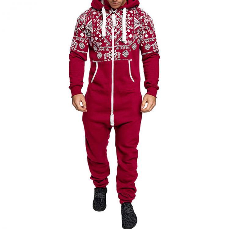 shopping מכנסיים Mens Casual Hooded Loungewear Pure Color Siamese Overalls Sports Jumpsuit