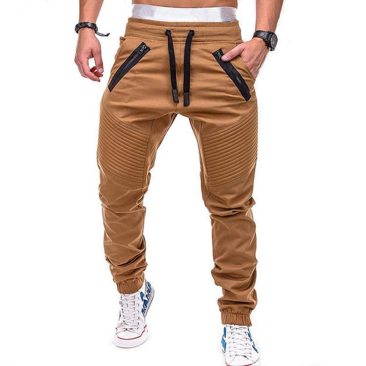 shopping מכנסיים Casual Sport Pants Elastic Waist Drawstring Zipper Pockets Sportwear