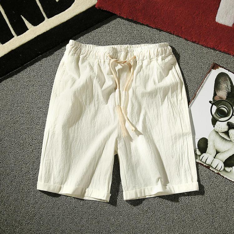 shopping מכנסיים Mens Summer Breathable Solid Color Elastic Drawstring Casual Shorts