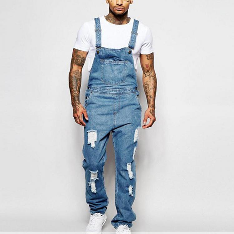 shopping מכנסיים Men's Sling Romper Torn Denim Pants