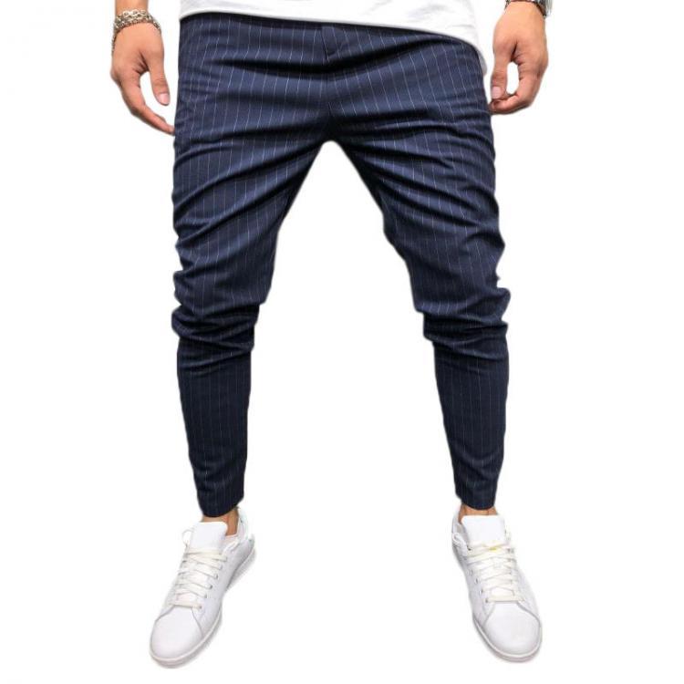 shopping מכנסיים Mens Fashion Stripe Lightweight Breathable Zipper Casual Pants