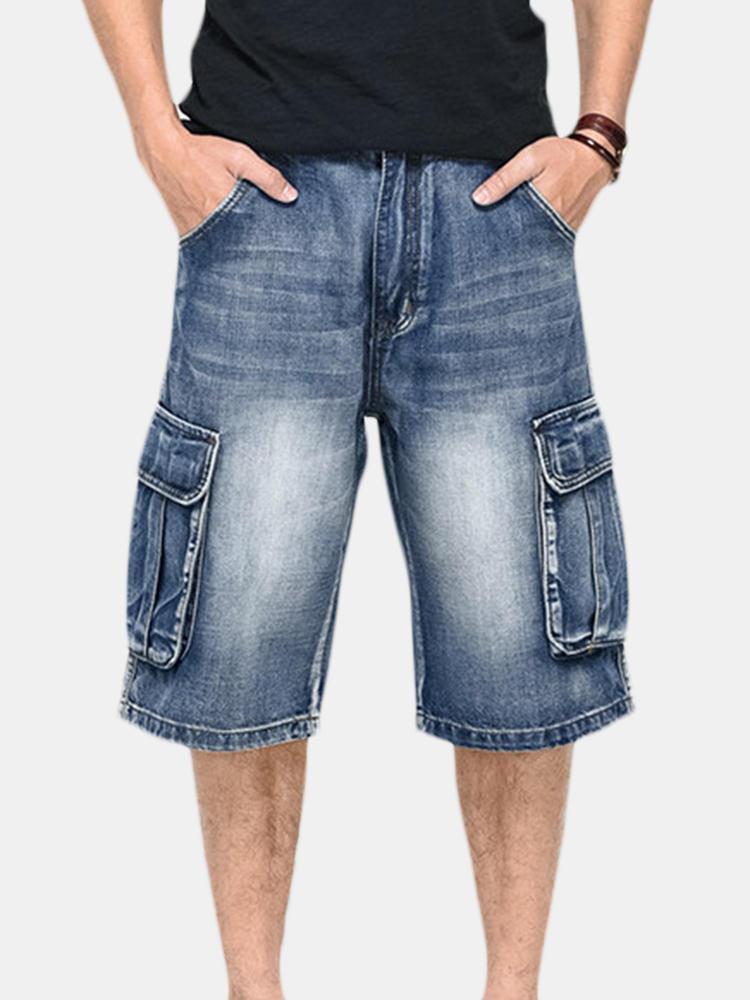 shopping מכנסיים Summer Mens Big Pockets Jeans Loose Street Skateboard Denims Shorts