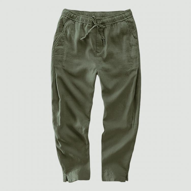 shopping מכנסיים Mens 100% Cotton Loose Solid Color Drawstring Casual Straight Pants