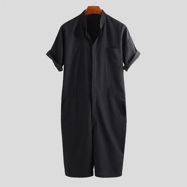 shopping מכנסיים Men's Loose Overalls Button Up Casual Cargo Jumpsuit Streetwear Rompers Pants
