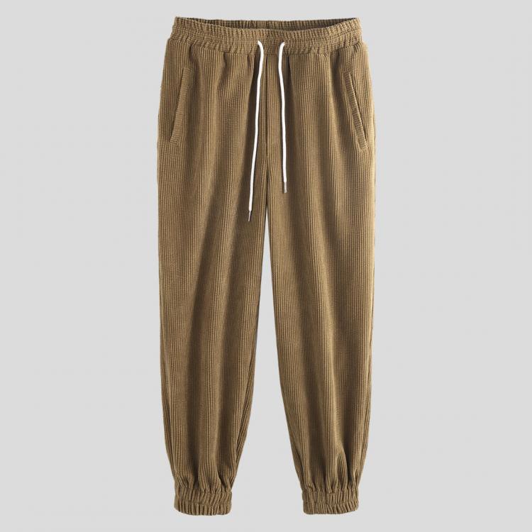 shopping מכנסיים Mens Corduroy Elastic Waist Pockets Jogger Casual Pants