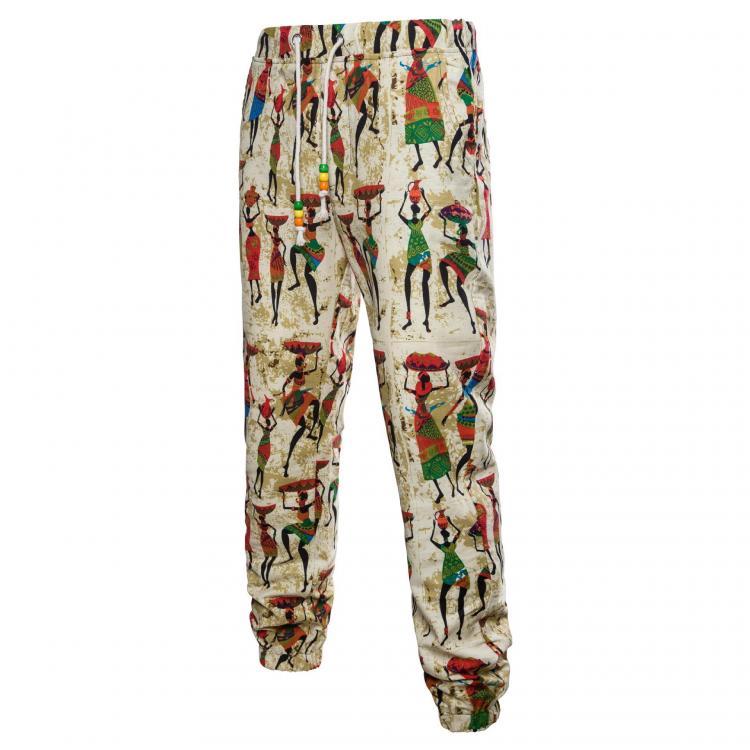 shopping מכנסיים Cotton Linen Fashion Drawstring Ethnic Style Printed Casual Straight Pants for Men