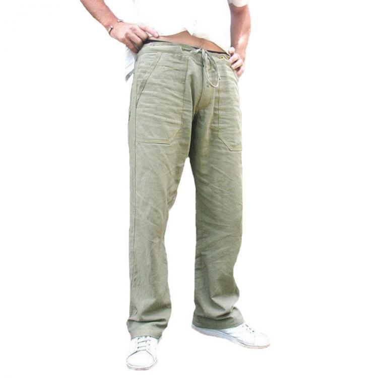 shopping מכנסיים Mens Ethnic Style Cotton Comfy Breathable Straight Leg Casual Pants