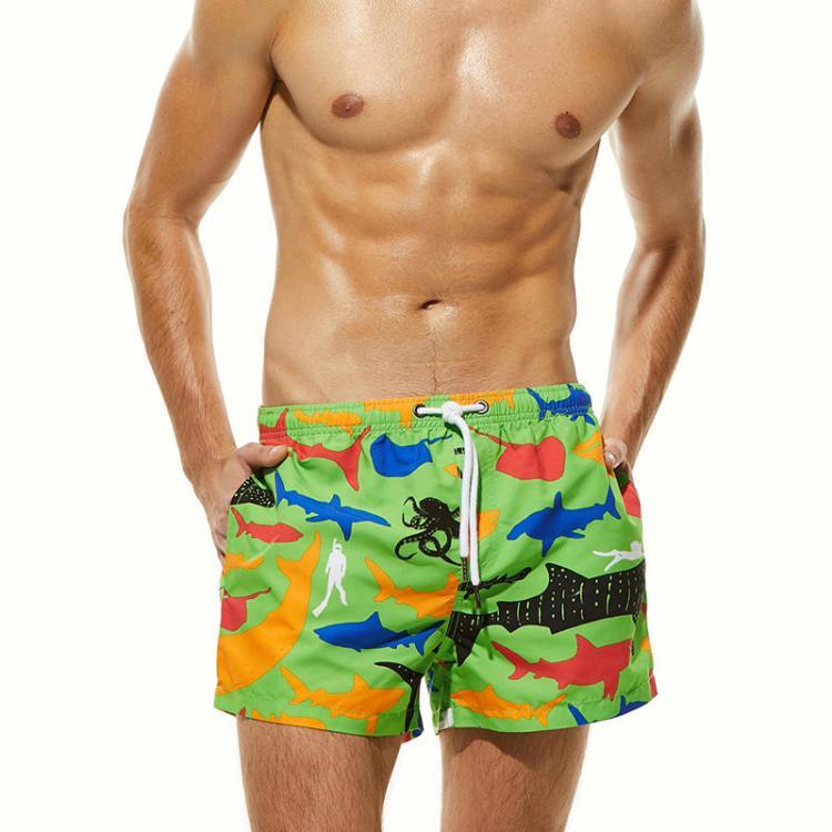 shopping מכנסיים Casual Fish Printing Quickly Dry Drawstring Beach Board Shorts For Men
