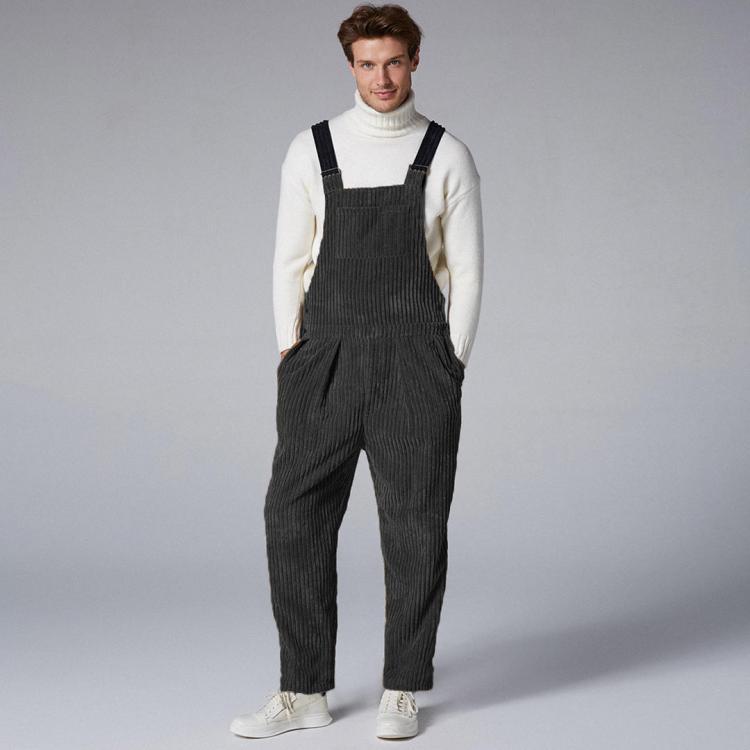 shopping מכנסיים Mens Retro Corduroy Thick Pants Loose Comfy Overalls Causal Jumpsuit