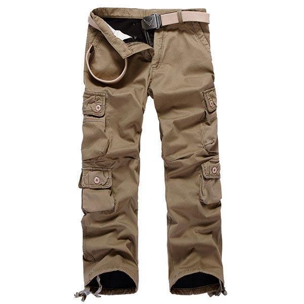 shopping מכנסיים Mens Thick Outdoor Multi Pockets Polar Fleece Lined Cotton Cargo Pants